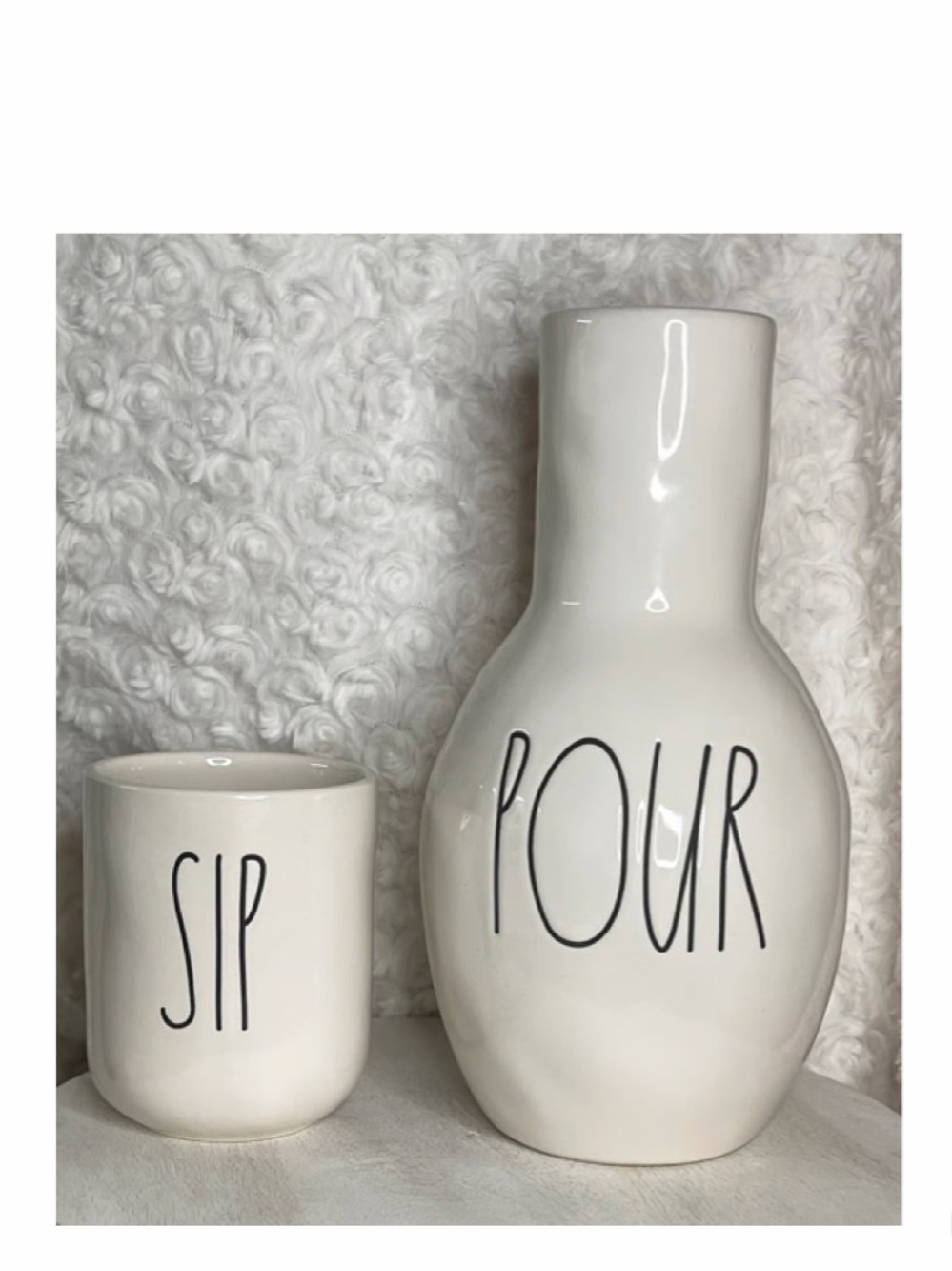 NEW Rae Dunn Pour Sip Bedside Water Carafe & Cup Set